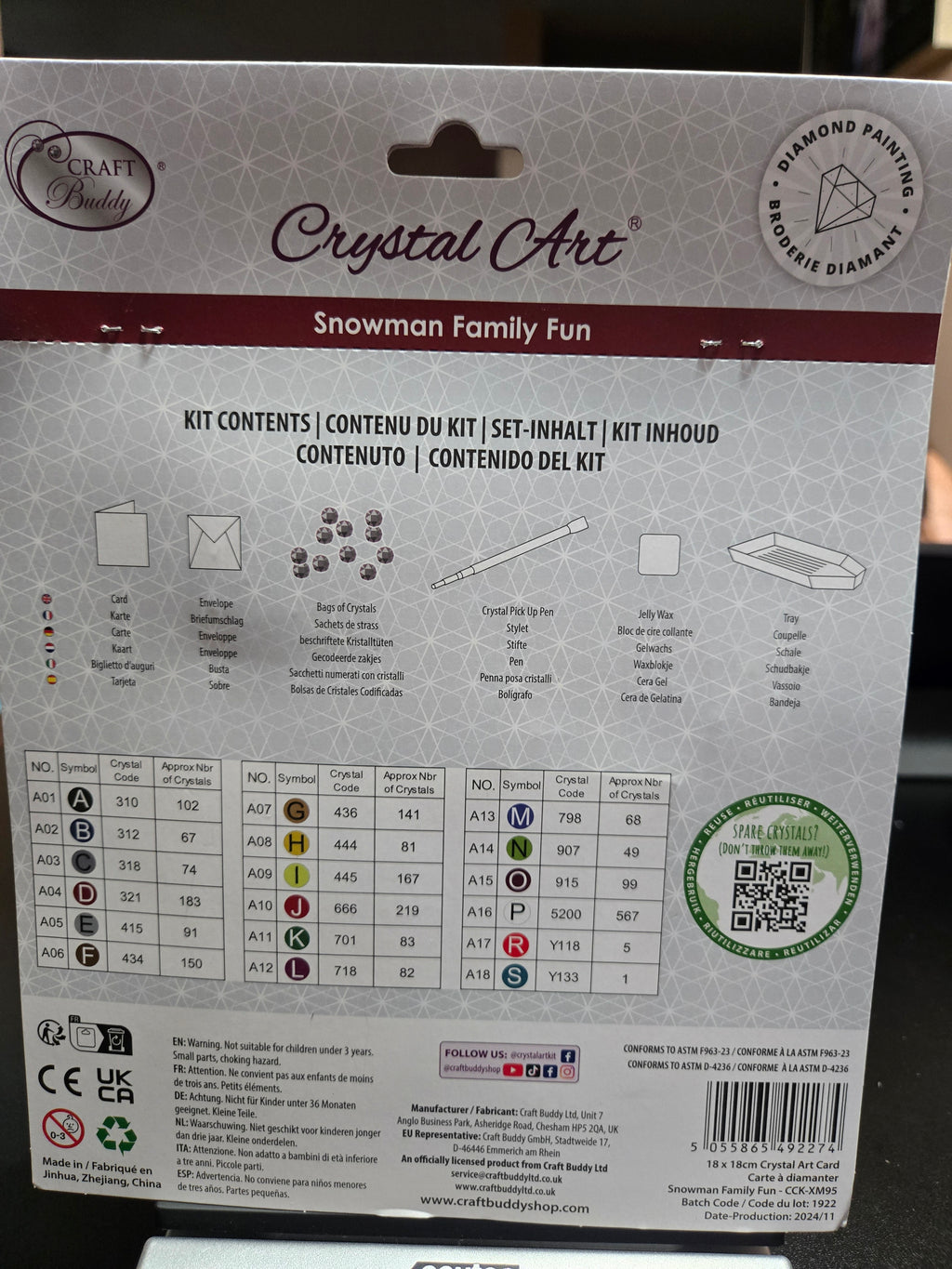 Crystal art card kit