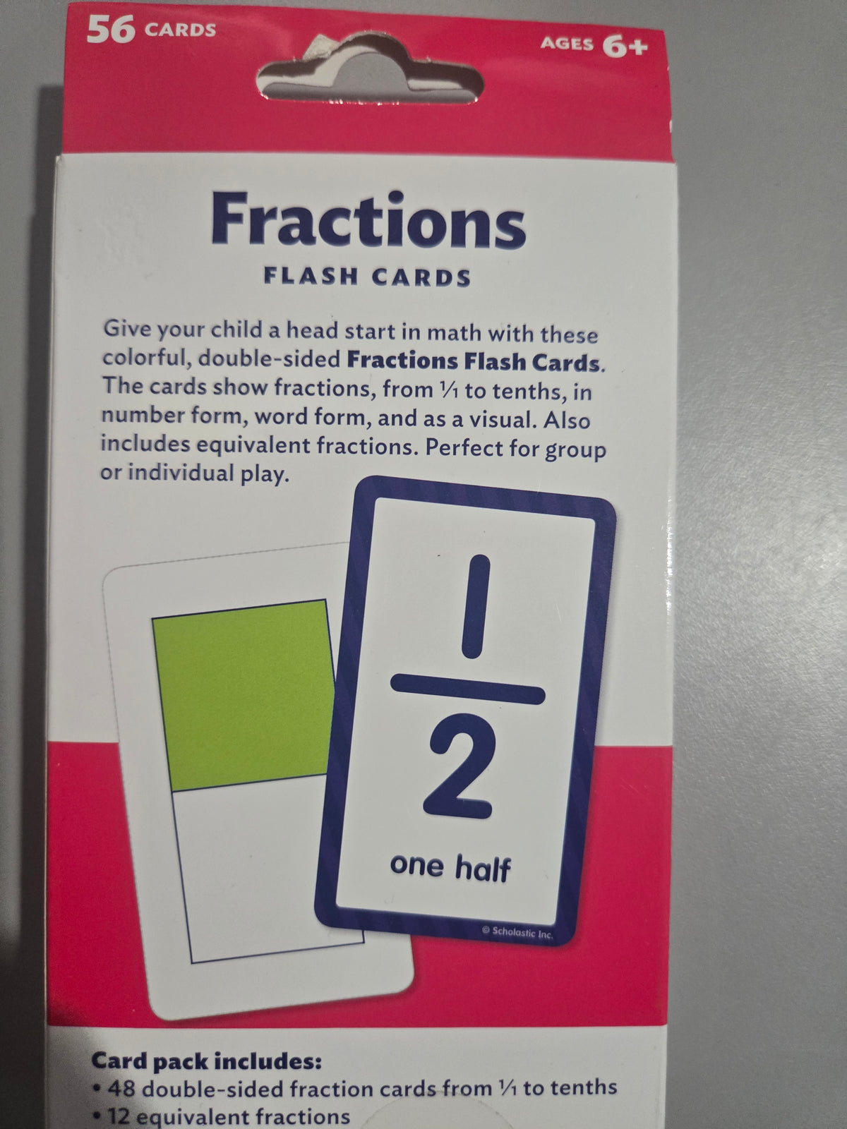 Fractions flash cards
