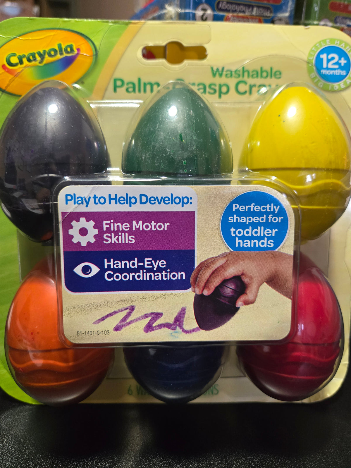 Palm grasp crayons!