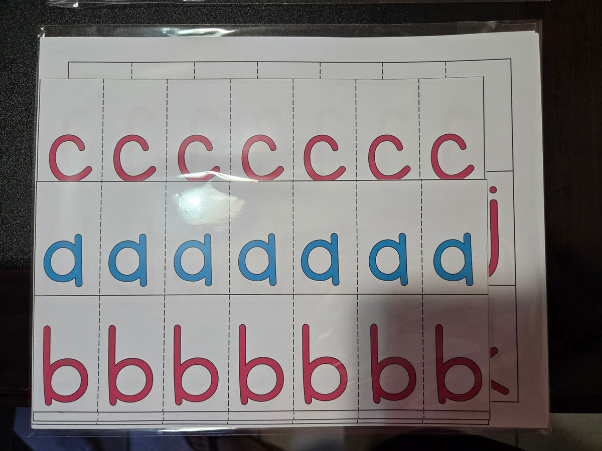 Cut-out alphabet cards of the ABC capital and lowercase