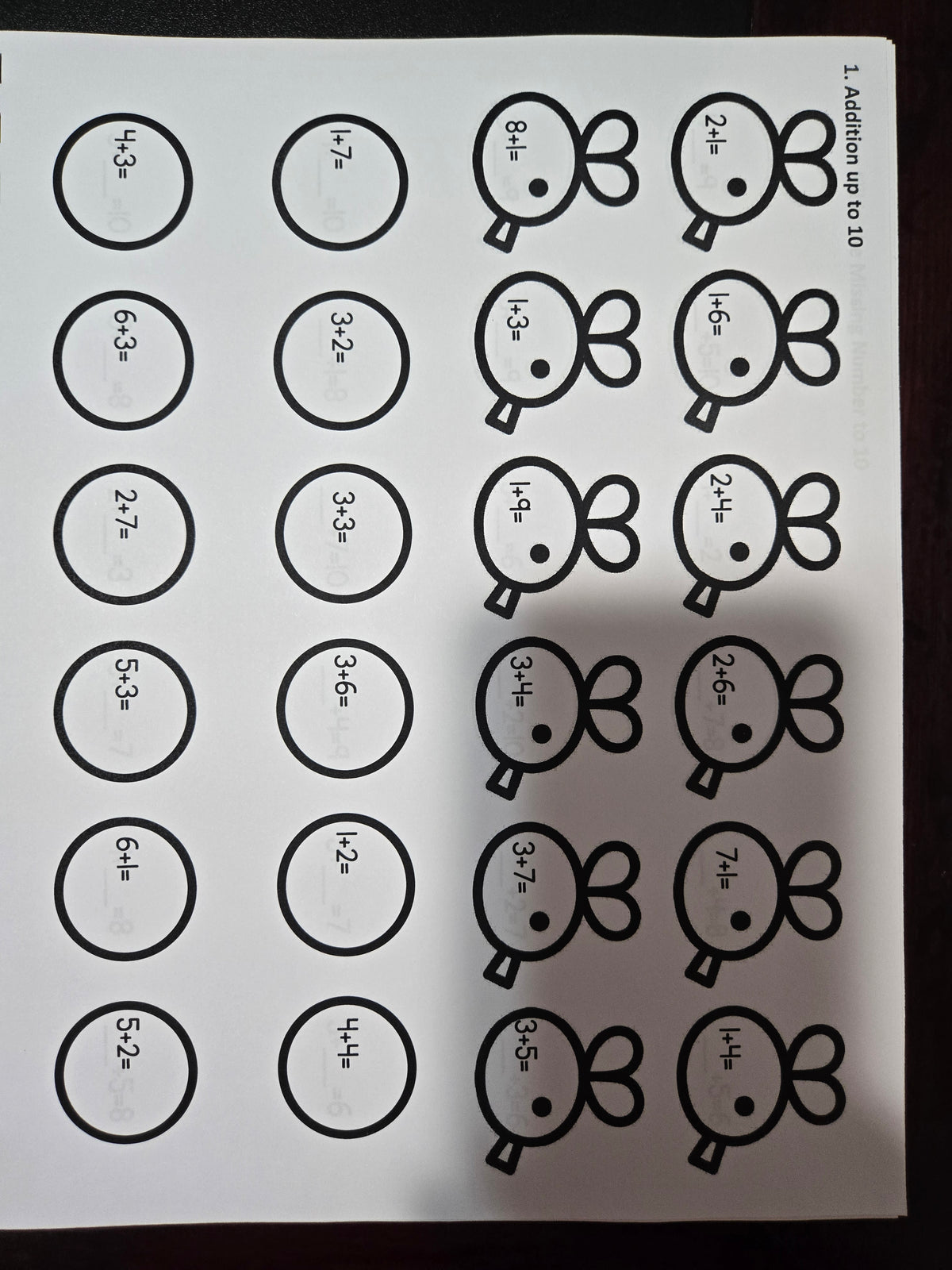 Workbook math activities